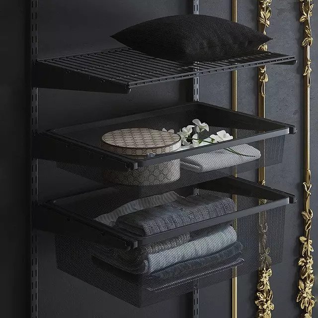 Выдвижная рама для корзин 60x43 черного цвета - лучшие Комплектующие для гардеробных систем в INMYROOM Выдвижная рама для корзин 60x43 черного цвета - лучшие Комплектующие для гардеробных систем в INMYROOM