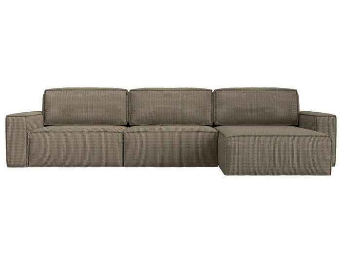 Угловой диван-кровать Прага Классик лонг бежево-коричневого цвета правый угол - купить Угловые диваны по цене 99999.0