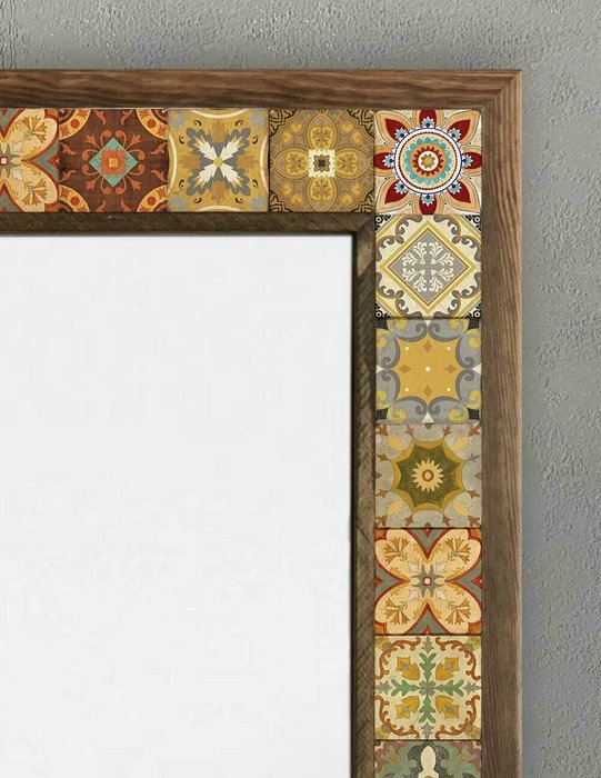 Настенное зеркало с каменной мозаикой 53x73 бежево-коричневого цвета - купить Настенные зеркала по цене 27866.0
