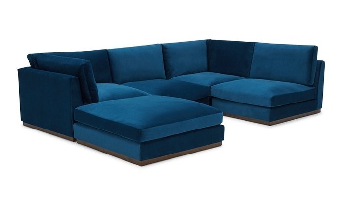 Модульный п-образный угловой диван синего цвета - купить Угловые диваны по цене 156500.0