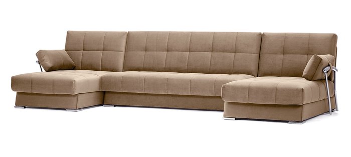 П-образный угловой диван-кровать Дудинка Galaxy темно-бежевого цвета