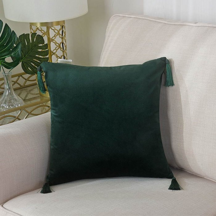 Наволочка Кэтрин 45х45 темно-зеленого цвета - купить Чехлы для подушек по цене 903.0
