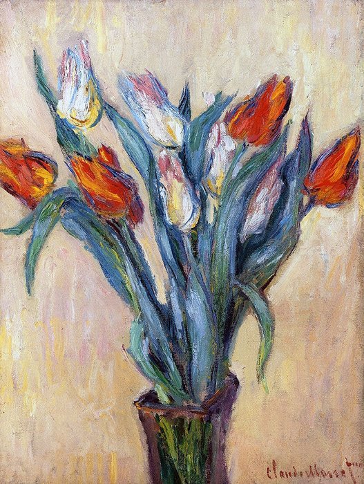 Картина (репродукция, постер): Vase of Tulips, 1885 - Клод Моне