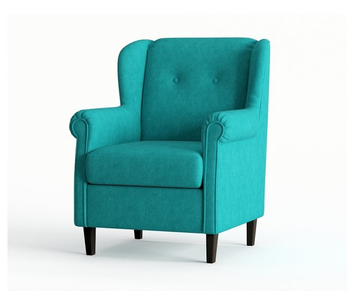 Кресло из вельвета Леон бирюзового цвета