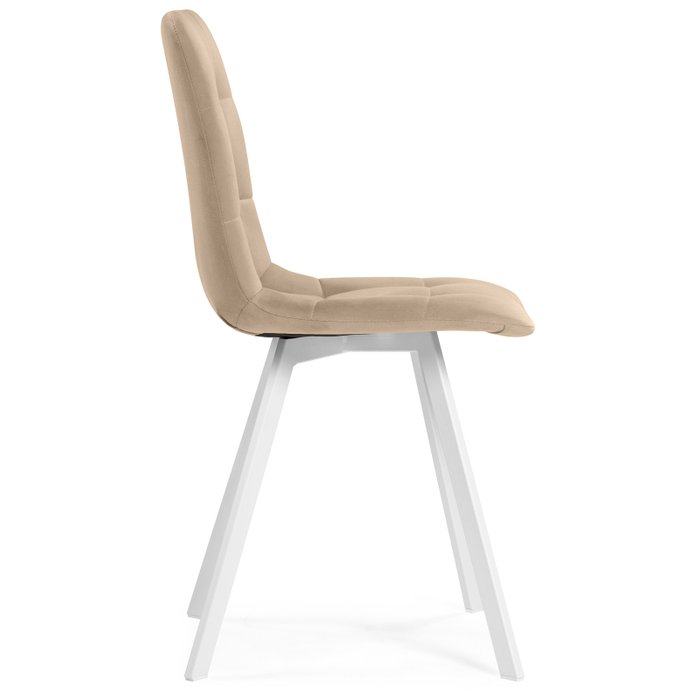 Стул Чилли бежевого цвета с белыми ножками - лучшие Обеденные стулья в INMYROOM