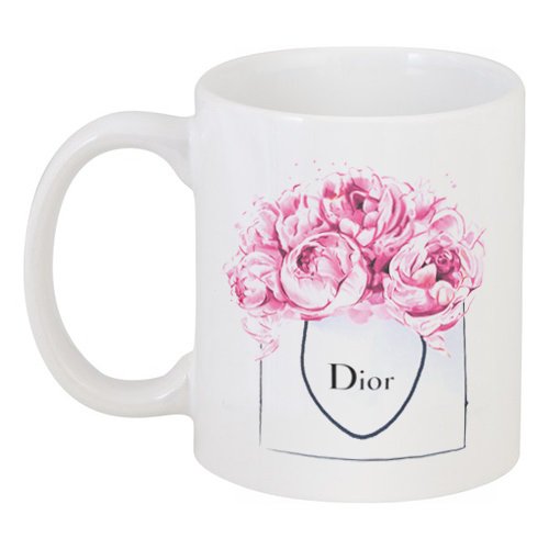 Кружка керамическая Dior Peonies с рисунком Кружка керамическая Dior Peonies с рисунком
