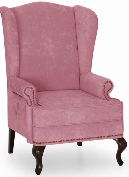 Кресло английское Биг Бен с ушками дизайн 11 темно-розового цвета