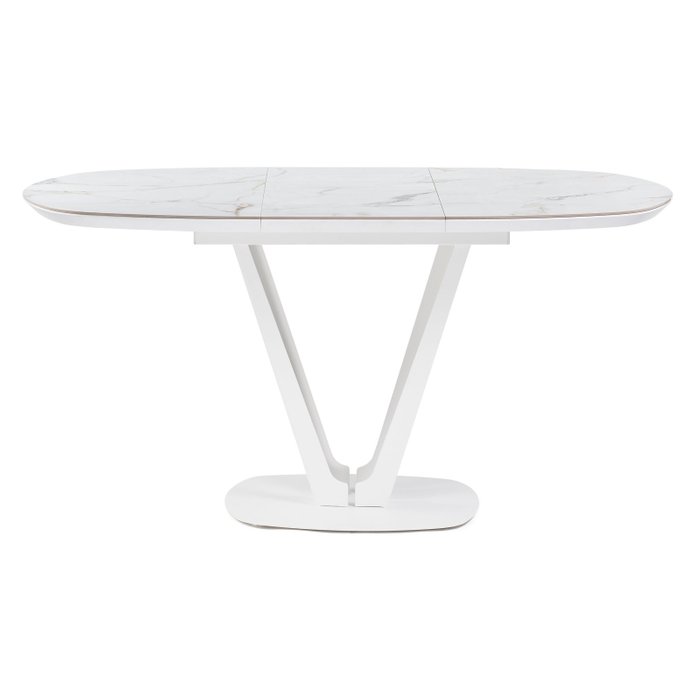 Раздвижной обеденный стол Азраун белого цвета - лучшие Обеденные столы в INMYROOM