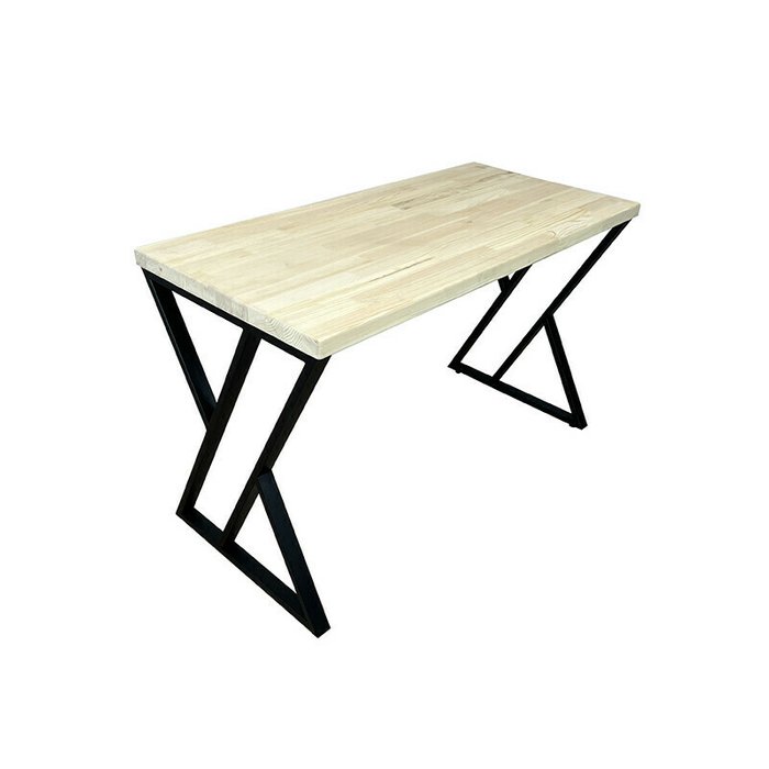Стол обеденный Loft 120х60 со столешницей без покрытия и черными металлическими ножками