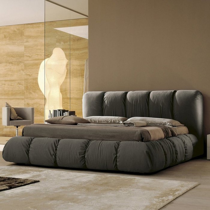 Кровать Mobili серого цвета 180х200 - лучшие Кровати для спальни в INMYROOM