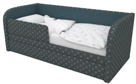 Диван-кровать Уно сине-зеленого цвета с бортиком и бельевым ящиком