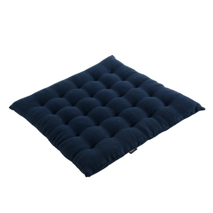 Декоративная подушка на стул из умягченного льна темно-синего цвета - купить Декоративные подушки по цене 1500.0
