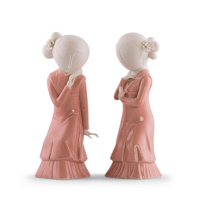 Набор из двух статуэток Meisjes в розовом 