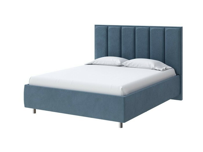 Кровать без основания Routa 160х190 синего цвета (велюр)