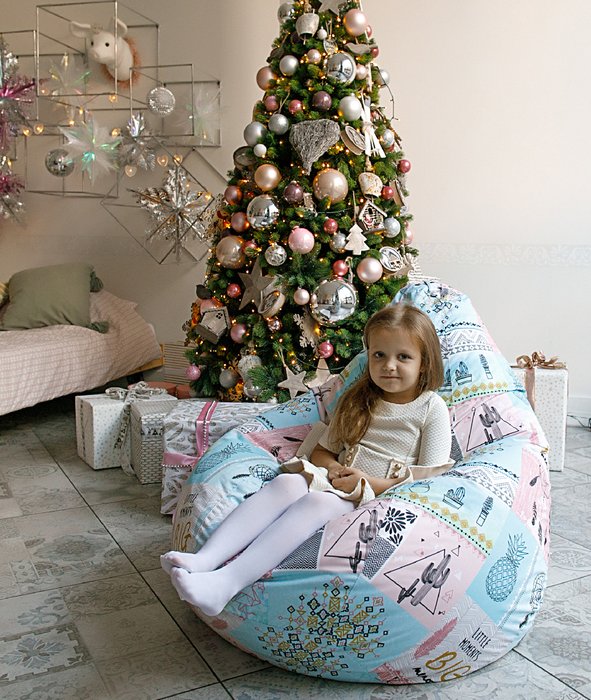 Кресло-мешок Груша L Ловец Снов розово-голубого цвета - лучшие Бескаркасная мебель в INMYROOM