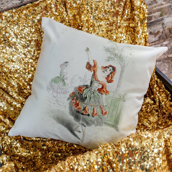 Декоративная подушка Танцующие цветы Граната бежевого цвета - купить Декоративные подушки по цене 2000.0