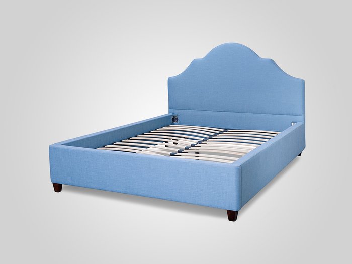 Кровать с обивкой из велюра голубого цвета 140X200 - купить Кровати для спальни по цене 45200.0
