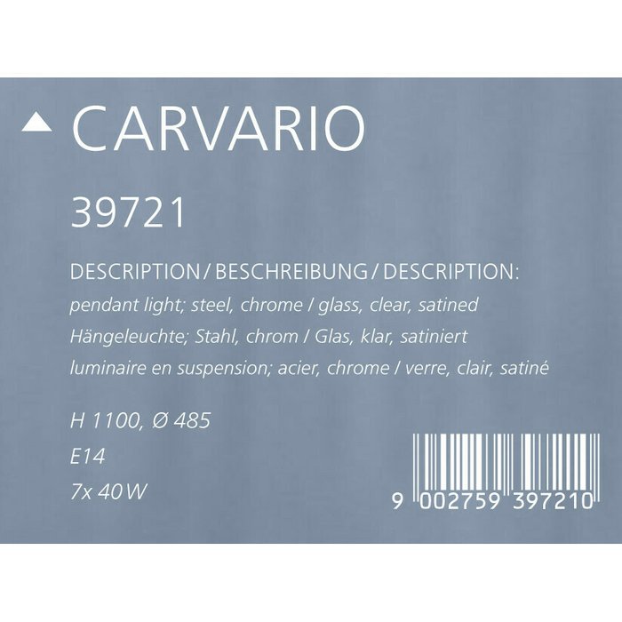 Подвесная люстра Eglo Carvario 39721 - лучшие Подвесные люстры в INMYROOM