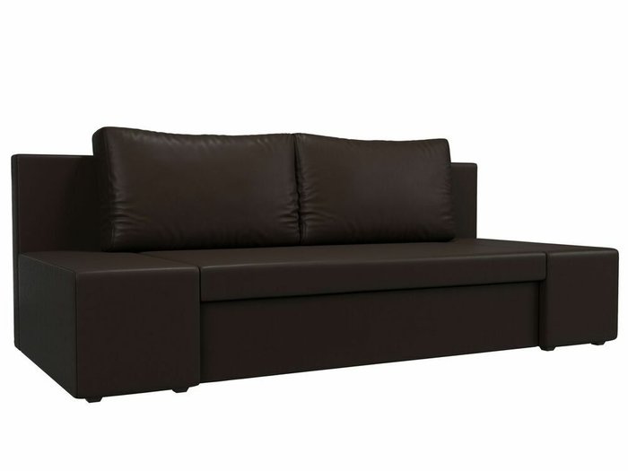 Прямой диван-кровать Сан Марко коричневого цвета (экокожа)