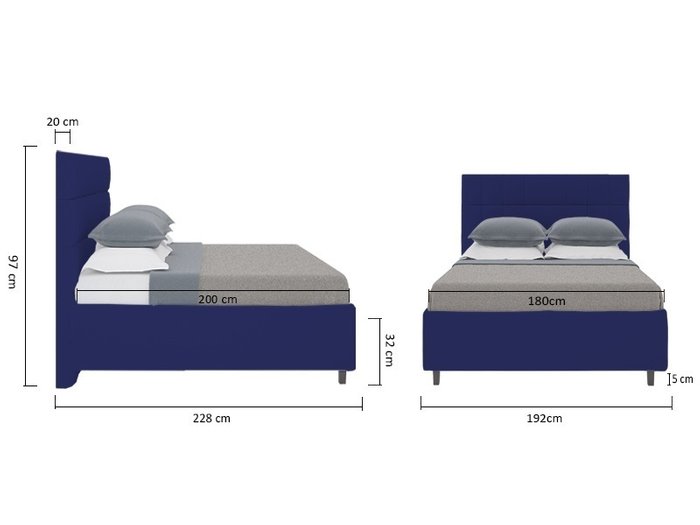 Кровать Wales Велюр Синий 180x200 - купить Кровати для спальни по цене 102000.0