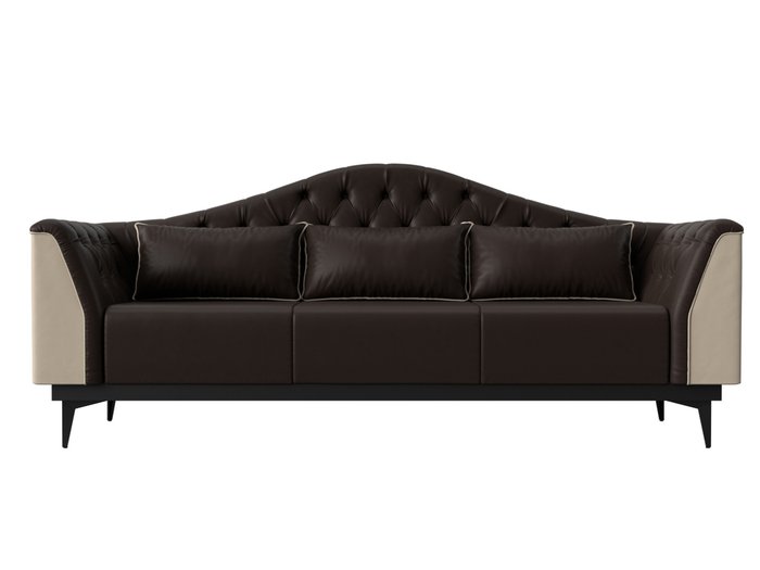 Прямой диван-кровать Флорида бежево-коричневого цвета (экокожа) - купить Прямые диваны по цене 52999.0