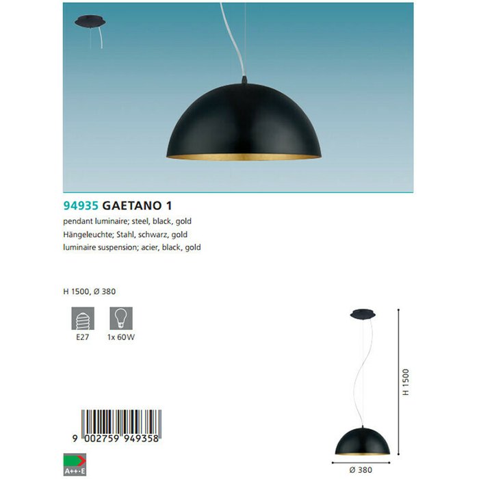 Подвесной светильник Gaetano черного цвета - лучшие Подвесные светильники в INMYROOM