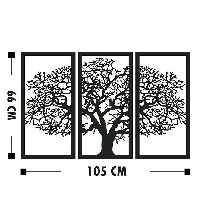 Набор из трех панно Дерево 105x66 черного цвета - купить Декор стен по цене 7098.0