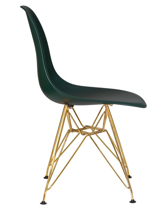 Стул обеденный темно-зеленого цвета с золотыми металлическими ножками - лучшие Обеденные стулья в INMYROOM