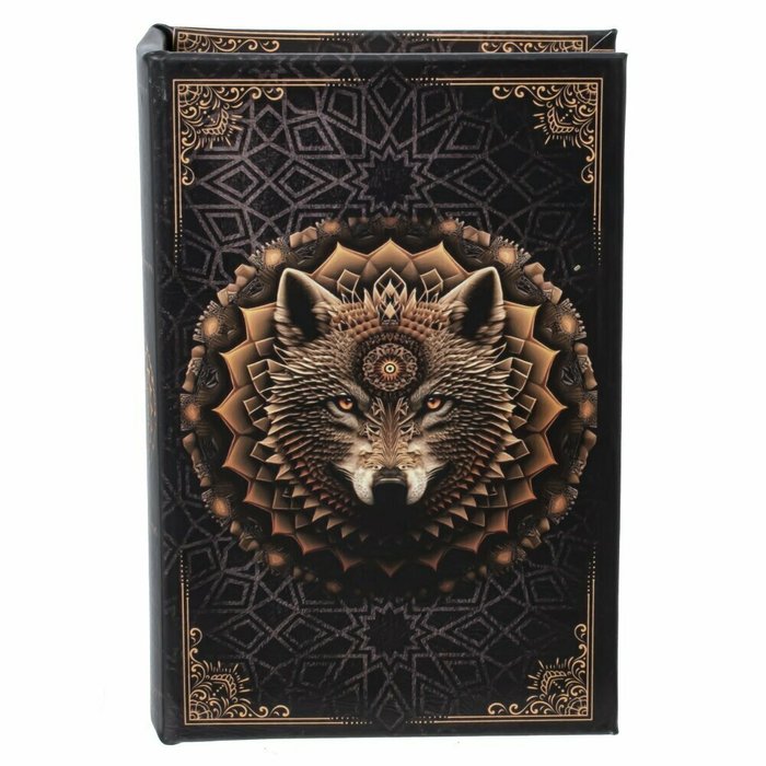 Шкатулка-книга с замком Волк H24 черно-коричневого цвета - купить Шкатулки по цене 2540.0