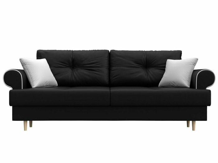 Прямой диван-кровать Сплин черного цвета (экокожа) - купить Прямые диваны по цене 44999.0