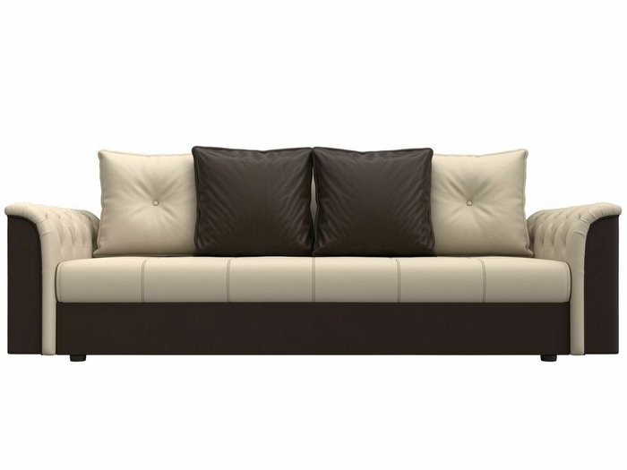 Диван-кровать Сиеста коричнево-бежевого цвета (экокожа) - купить Прямые диваны по цене 39999.0