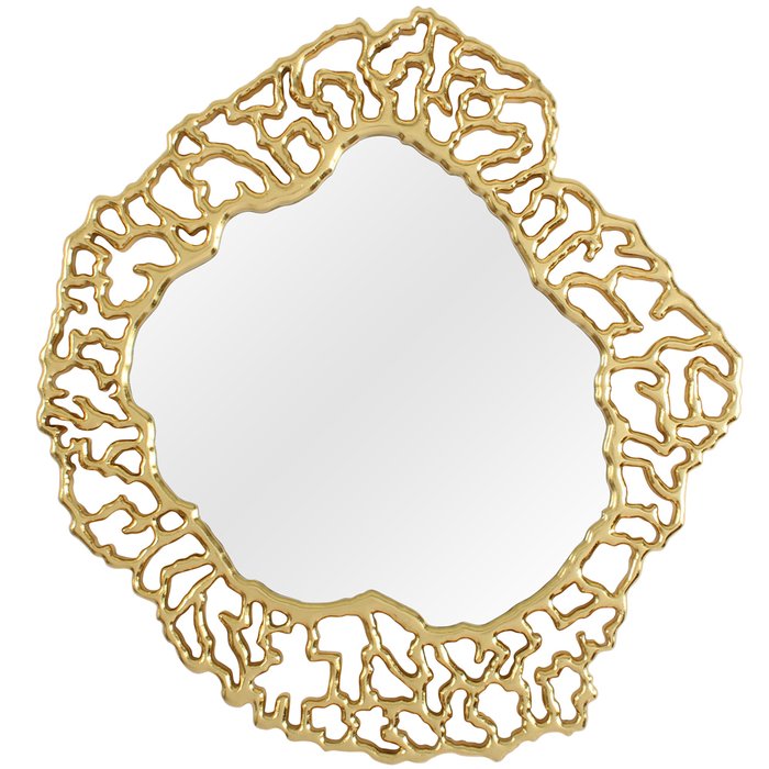 Дизайнерское настенное зеркало Каллисто в золотистой раме