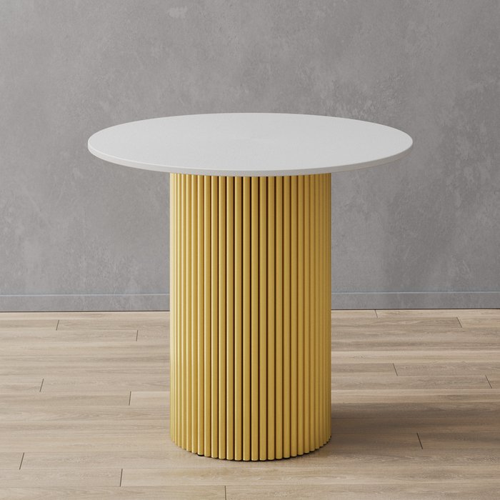 Обеденный стол Trubis Wood L 80 бело-золотого цвета - лучшие Обеденные столы в INMYROOM