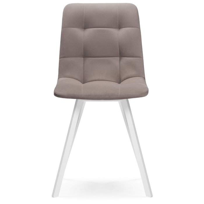 Стул Чилли коричнево-бежевого цвета с белыми ножками - купить Обеденные стулья по цене 4190.0