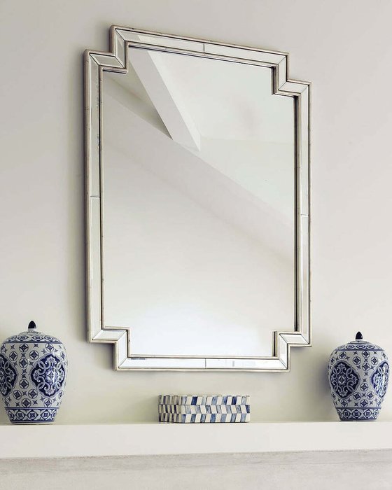 Настенное зеркало Холтон в раме серебряного цвета - лучшие Настенные зеркала в INMYROOM