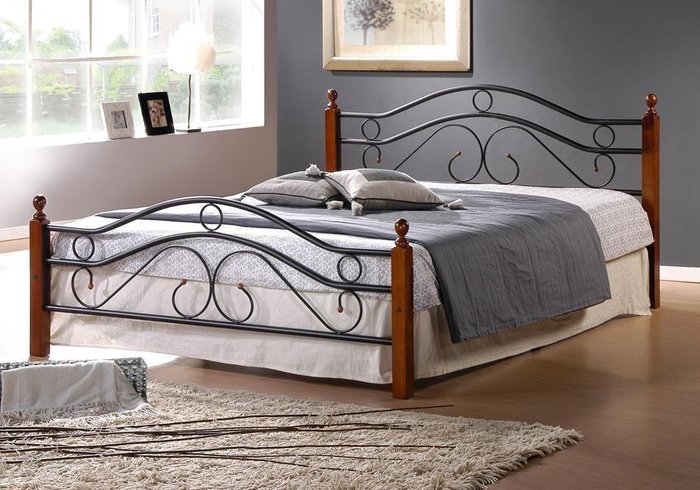 Кровать King bed 180х200 черно-коричневого цвета - лучшие Кровати для спальни в INMYROOM