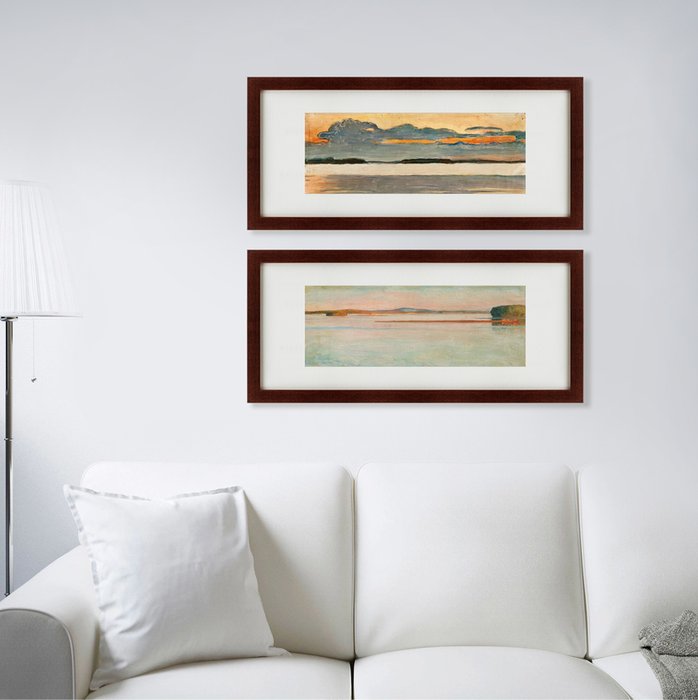 Набор из двух репродукций картин Озеро, этюд на закате