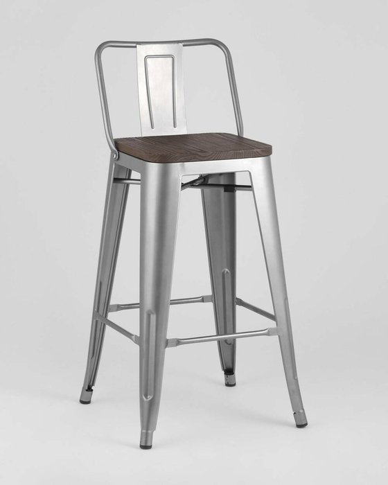 Стул барный Tolix Wood серебристого цвета - купить Барные стулья по цене 6390.0