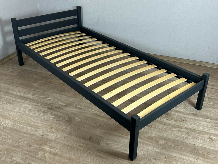 Кровать Классика сосновая с ортопедическим основанием 90х200 цвета антрацит - купить Кровати для спальни по цене 10055.0