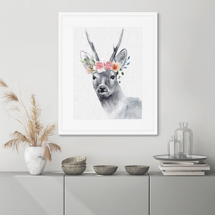 Репродукция картины в раме Graceful deer No1 - лучшие Картины в INMYROOM