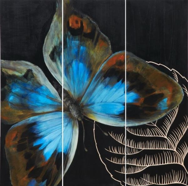Картина Blue butterfly on leaf - купить Картины по цене 7426