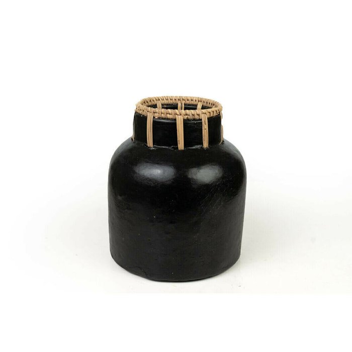 Ваза для цветов Romimex Чёрный Натуральный Керамика ротанг 8 x 20 x 18 cm - лучшие Вазы  в INMYROOM