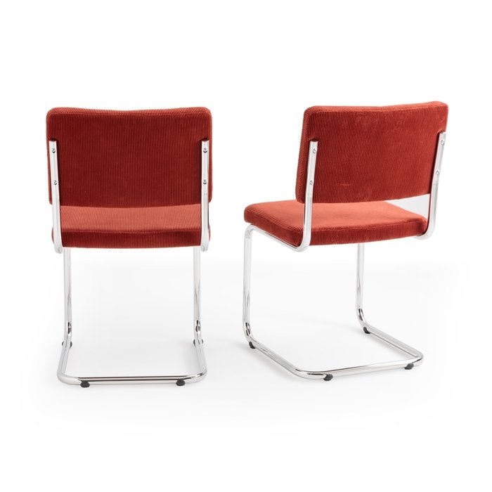 Комплект из двух стульев из велюра на металлокаркасе Sarva оранжевого цвета - купить Обеденные стулья по цене 29353.0