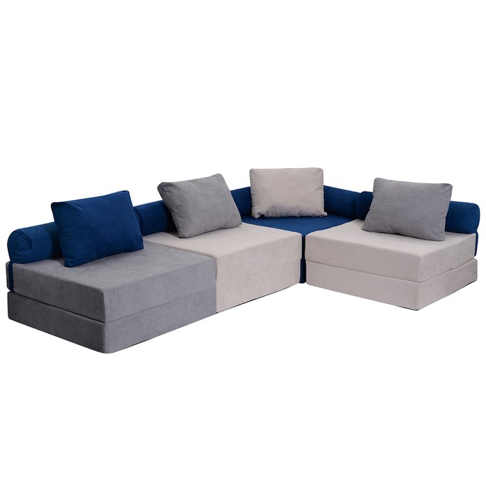 Диван угловой модульный Space сине-бежевого цвета - купить Бескаркасная мебель по цене 85790.0