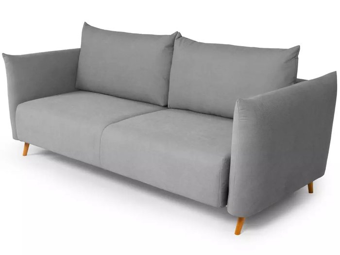 Диван-кровать Menfi в обивке из вельвета серого цвета с бежевыми ножками - купить Прямые диваны по цене 111960.0