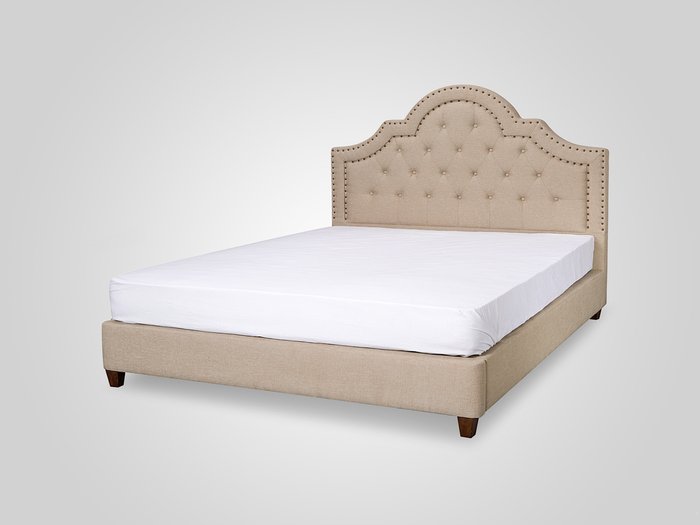 Кровать с обивкой из ткани бежевого цвета 140X200 - купить Кровати для спальни по цене 56100.0