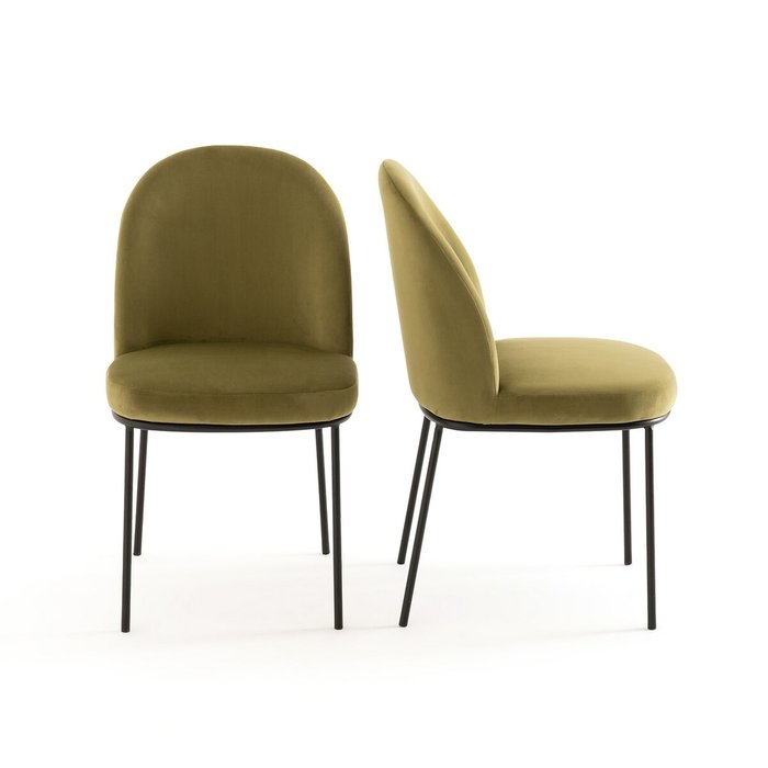 Комплект из двух велюровых набивных стульев Topim зеленого цвета - купить Обеденные стулья по цене 37073.0