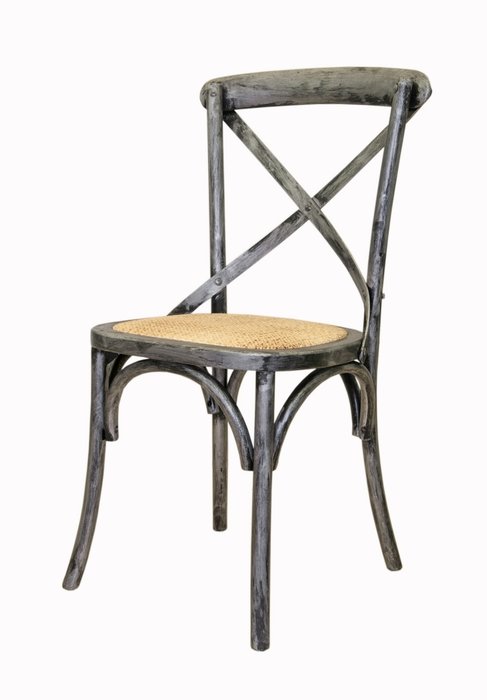 Венский стул Cross Back Silver с сидением из ротанга