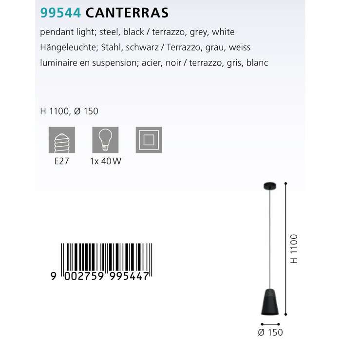 Подвесной светильник Canterras черного цвета - купить Подвесные светильники по цене 5290.0