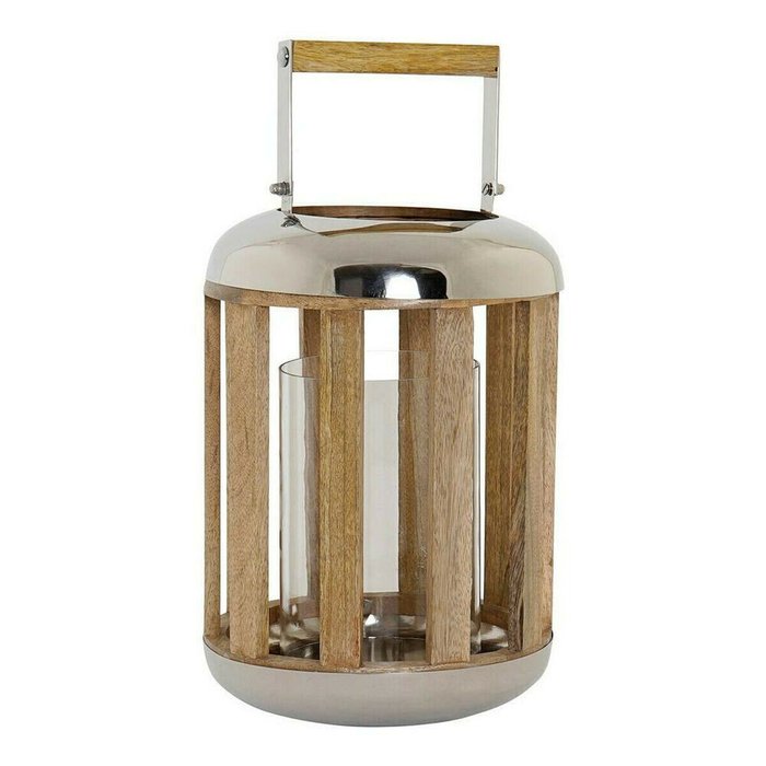 Фонарь DKD Home Decor Серебряный Деревянный Металл (22 x 22 x 32 cm)